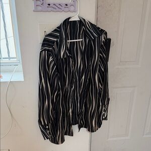 Black and White Striped Button Down Shirt